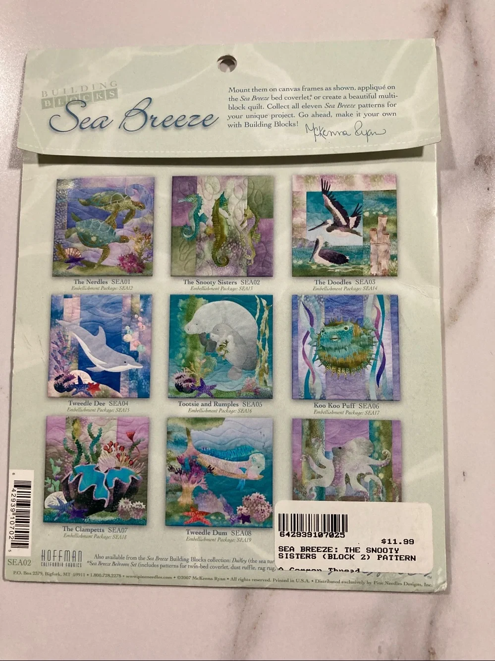 New Sea Breeze sea horse quilting pattern McKenna Ryan Snooty Sisters Block two